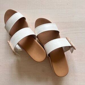 MIA tan sandals sz. 8 two straps w/cool buckles